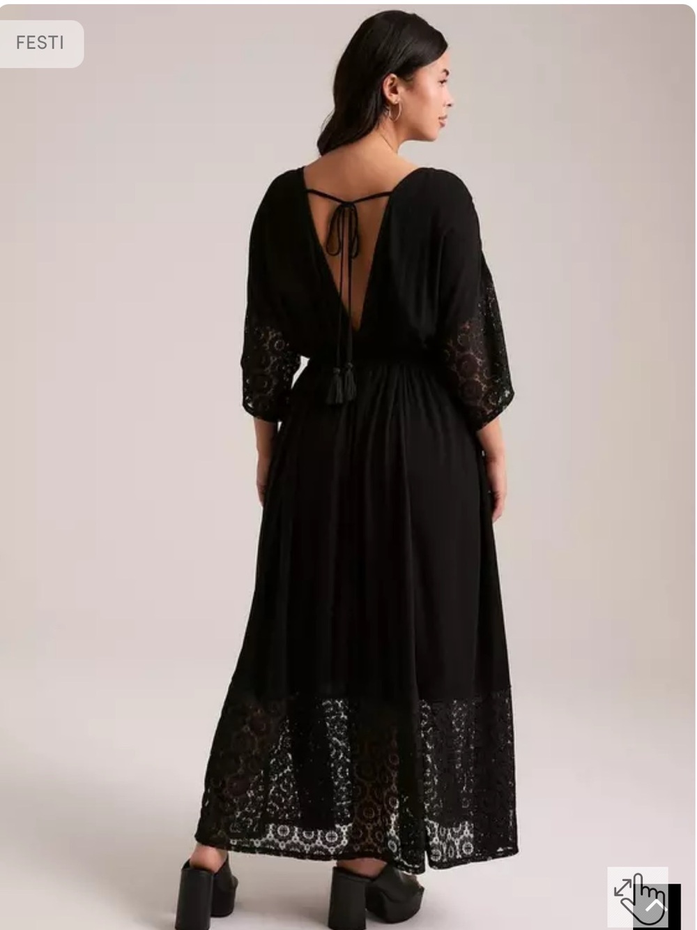 Torrid Black Crochet Trim Maxi Dress size 10 - Picture 2 of 7